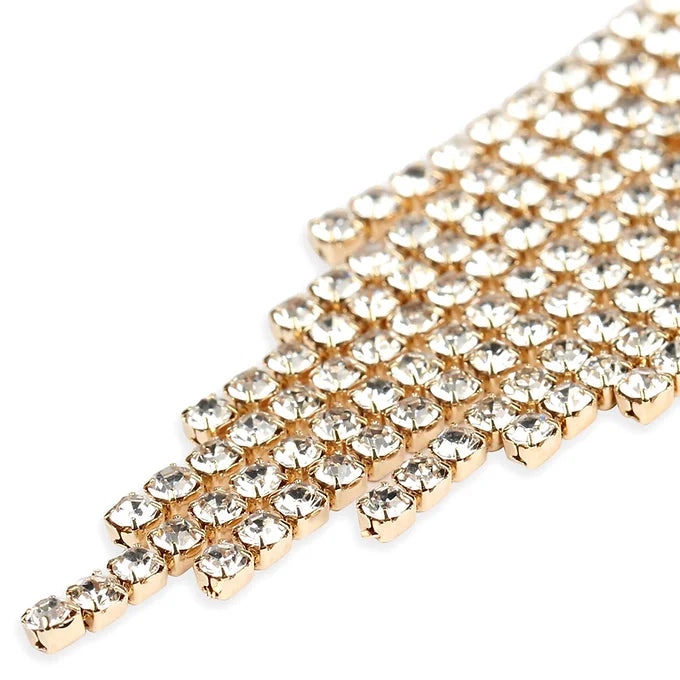 RHINESTONE MULTI-LINE FRINGE DROP POST EARRINGS