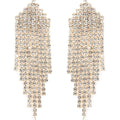 RHINESTONE MULTI-LINE FRINGE DROP POST EARRINGS