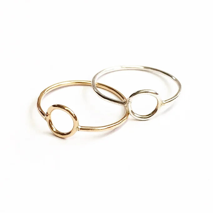 EDEN FULL MOON GEOMETRIC WIRE STACKING RING