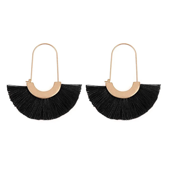 FAN SHAPE DROP HOOP EARRINGS