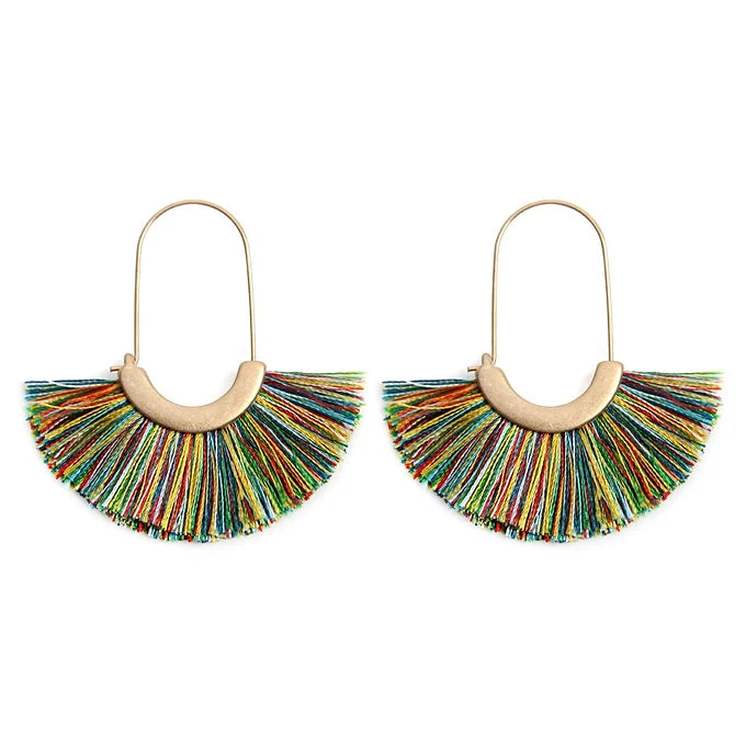 FAN SHAPE DROP HOOP EARRINGS