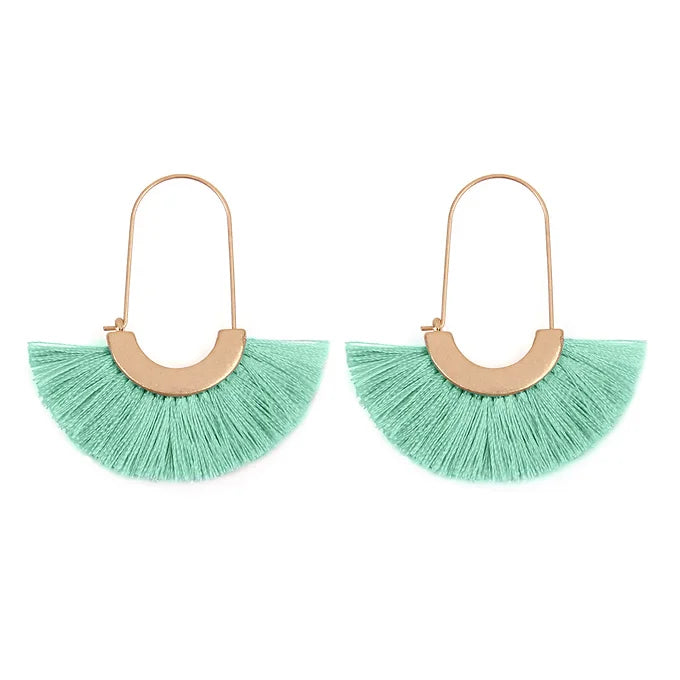 FAN SHAPE DROP HOOP EARRINGS