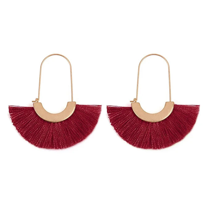 FAN SHAPE DROP HOOP EARRINGS