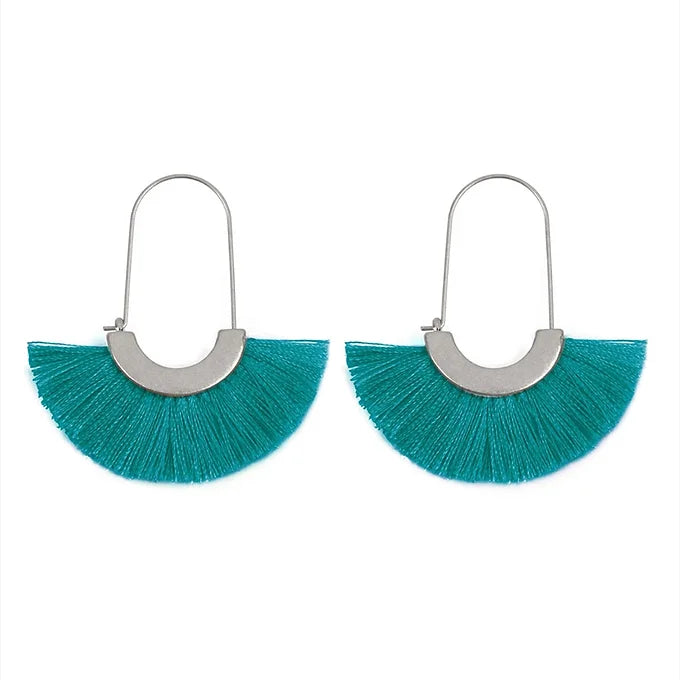 FAN SHAPE DROP HOOP EARRINGS