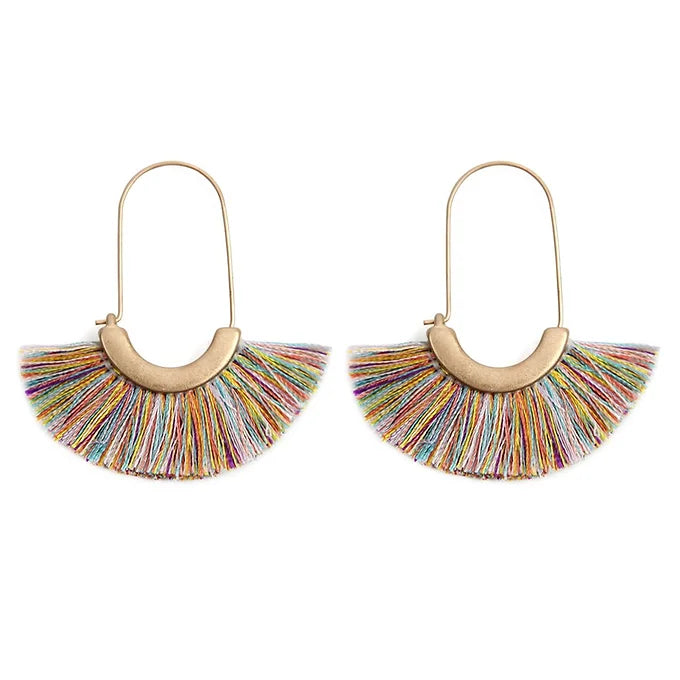 FAN SHAPE DROP HOOP EARRINGS