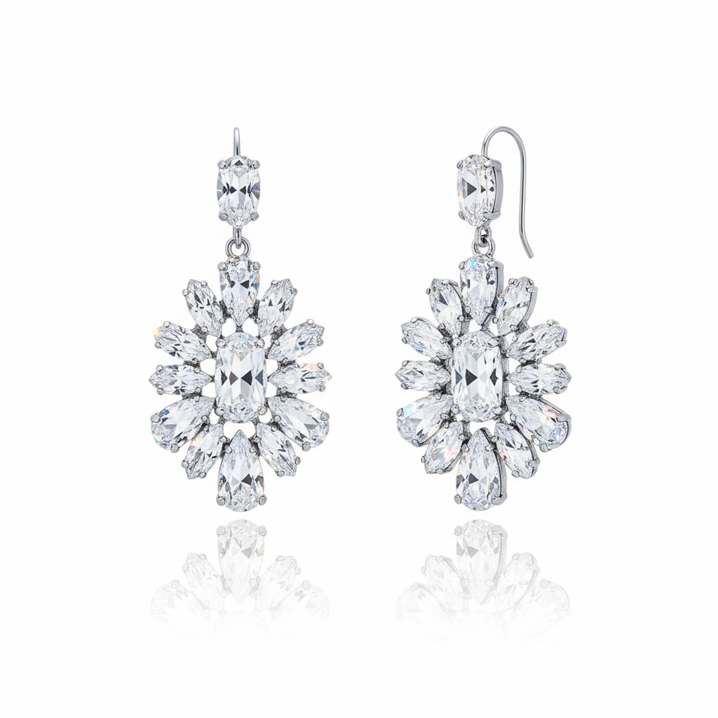 Crystal Statement Earrings - Premium Faceless Model Aesthetic