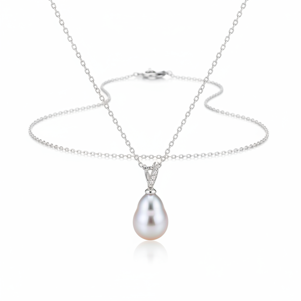 Pearl Drop Pendant Necklace - Premium Faceless Model Aesthetic