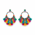 Colorful Boho Hoop Earrings - Premium Faceless Model Aesthetic